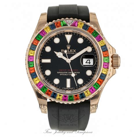 rolex yacht master rose gold rainbow|rolex yachtmaster gold price.